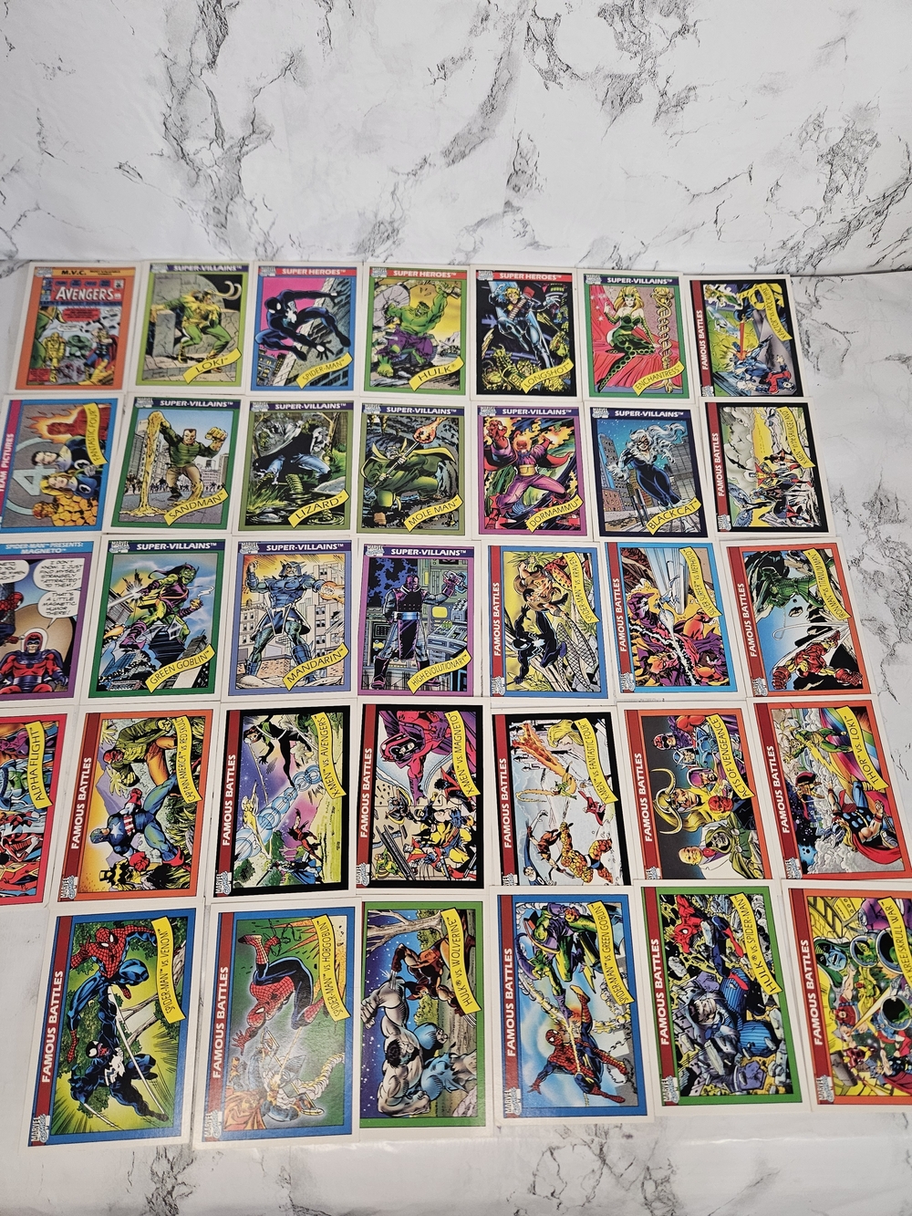 Vintage Marvel Trading Card Lot - Super-Villains & Heroes. Famous Battles.